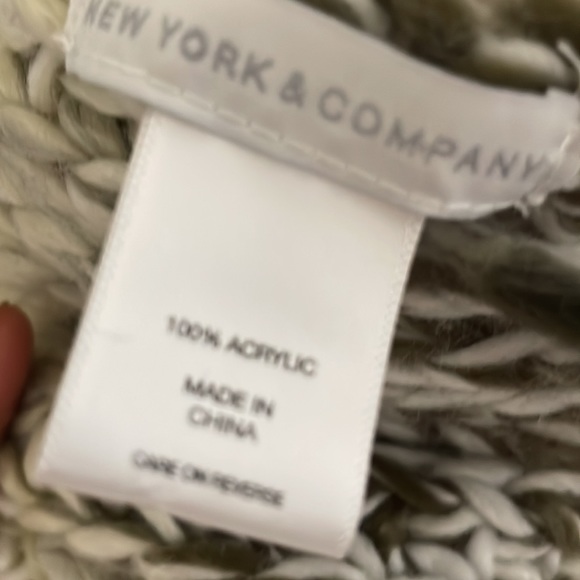 Long Knit Fringed Scarf by New York & Company/ Tan, Cream, Gray, White & Black - Picture 4 of 5